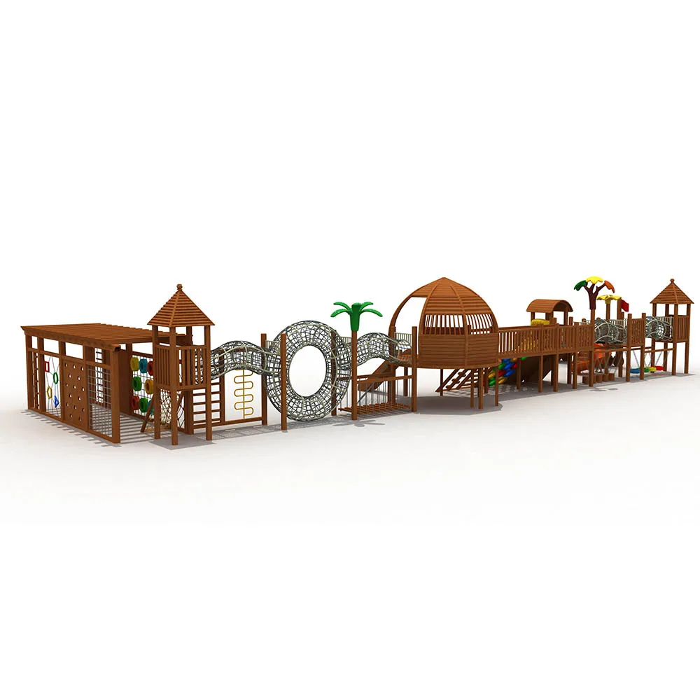 educational kids outdoor wooden playground equipment for children set