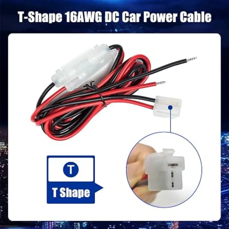2pcs 3M T-Shape Car Radio DC Power Cable CB Radio Power Adapter Mobile Transceiver Power Connector for YAESU Kenwood ICOM Radio - view 4