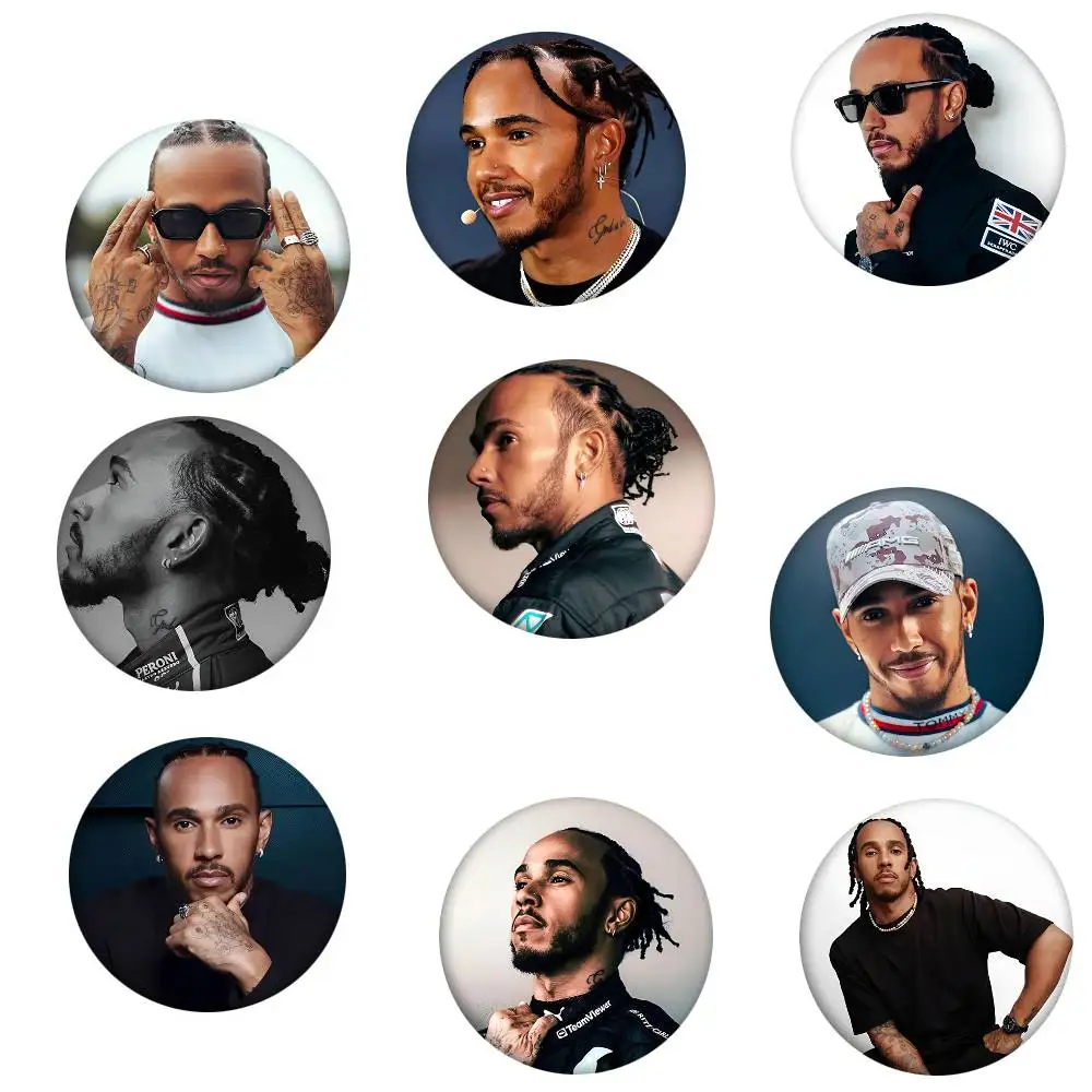 Race Car Driver L-Lewis H-Hamilton Round Badge Creative Brooch Clothing Backpack Accessories Lapel Pin