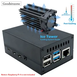 Torre de refrigeração raspberry pi 4 com kit de dissipação de calor, caixa de alumínio mini com ventoinha de resfriamento silenciosa de 25mm para raspberry pi 4 modelo b