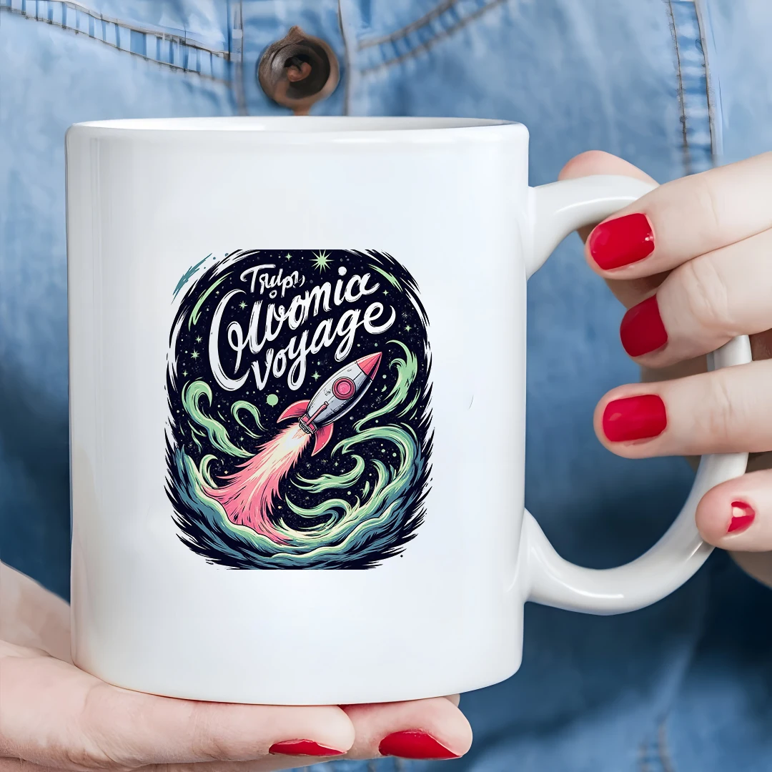 

11oz Cosmic Exploration Cup + Starry Rocket Hand-painted Cup Kids Drink Cup Christmas Gift Family Office Cup