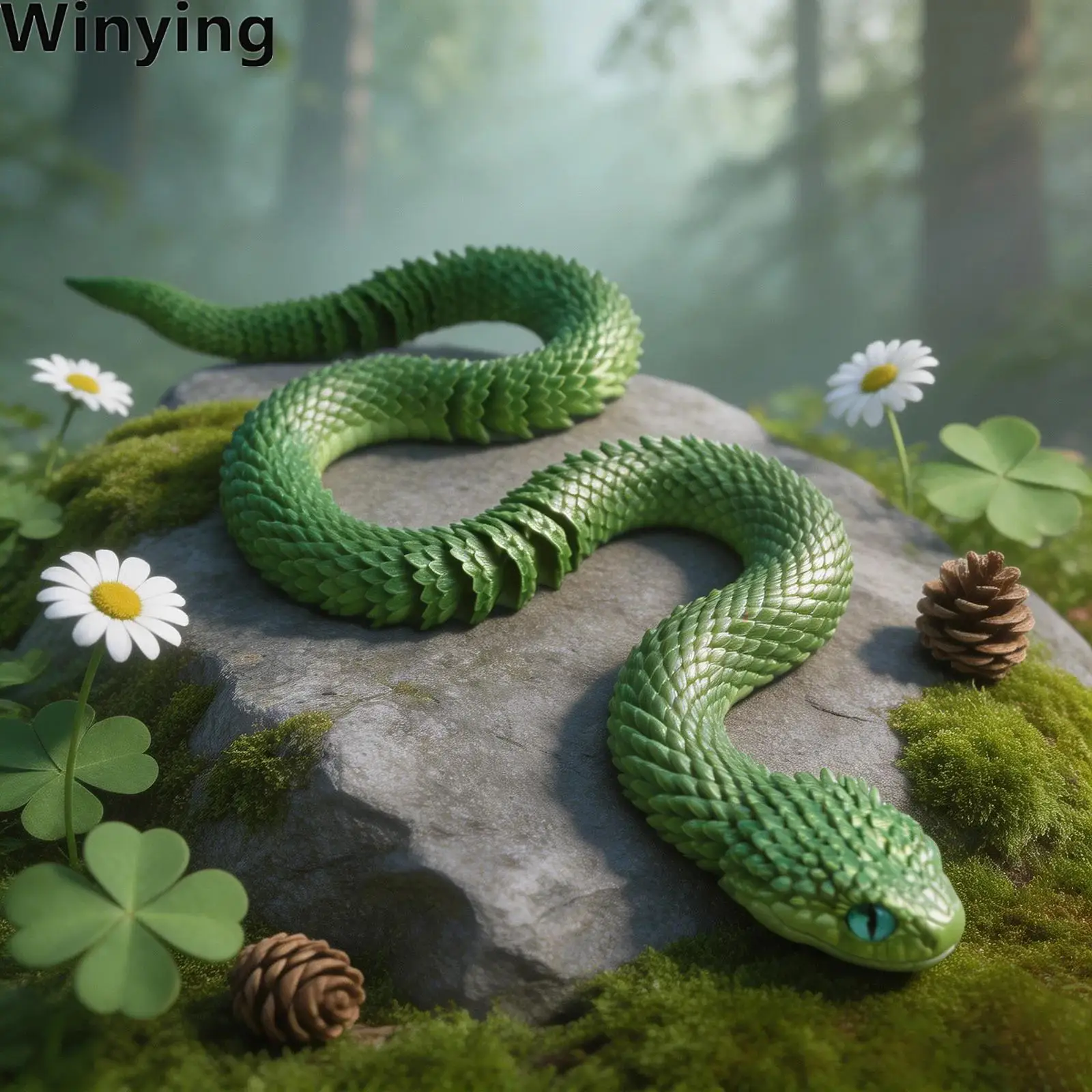 Funny 3D Printed Snake Animals Toys Articulated Flexible 3D Printed Toy Realistic Design Home Office Desk Decor