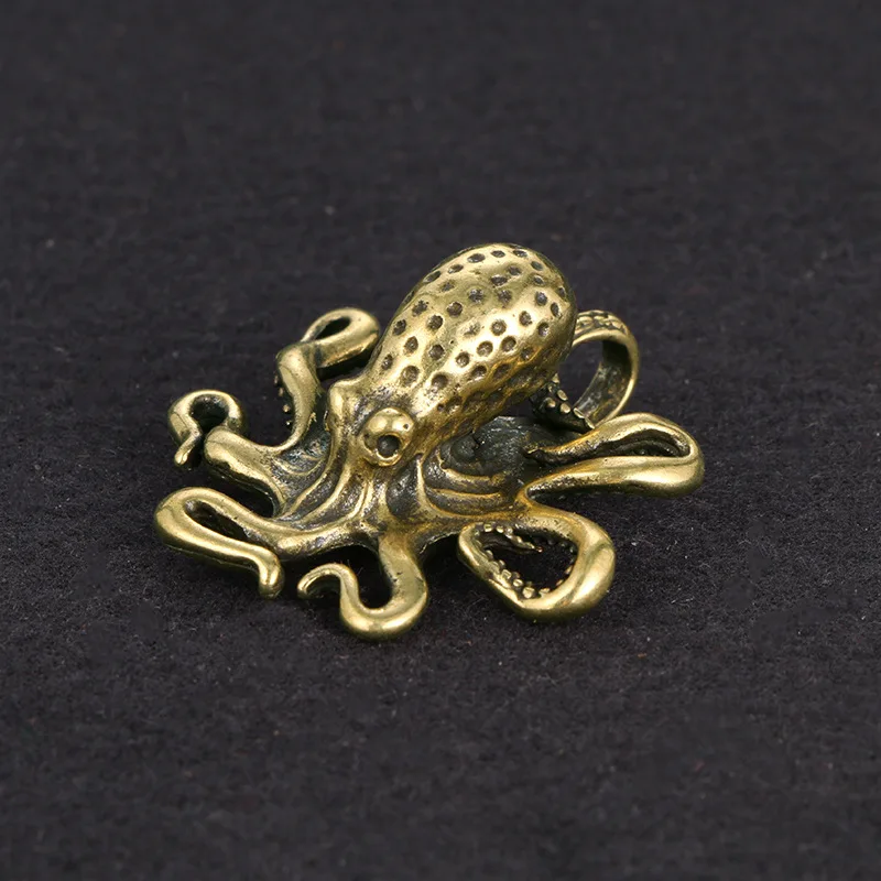 Brass Retro Octopus Cuttlefish Creative Marine Organism Office Desktop Ornament Accessories Small Tea Pet  Souvenir Gifts