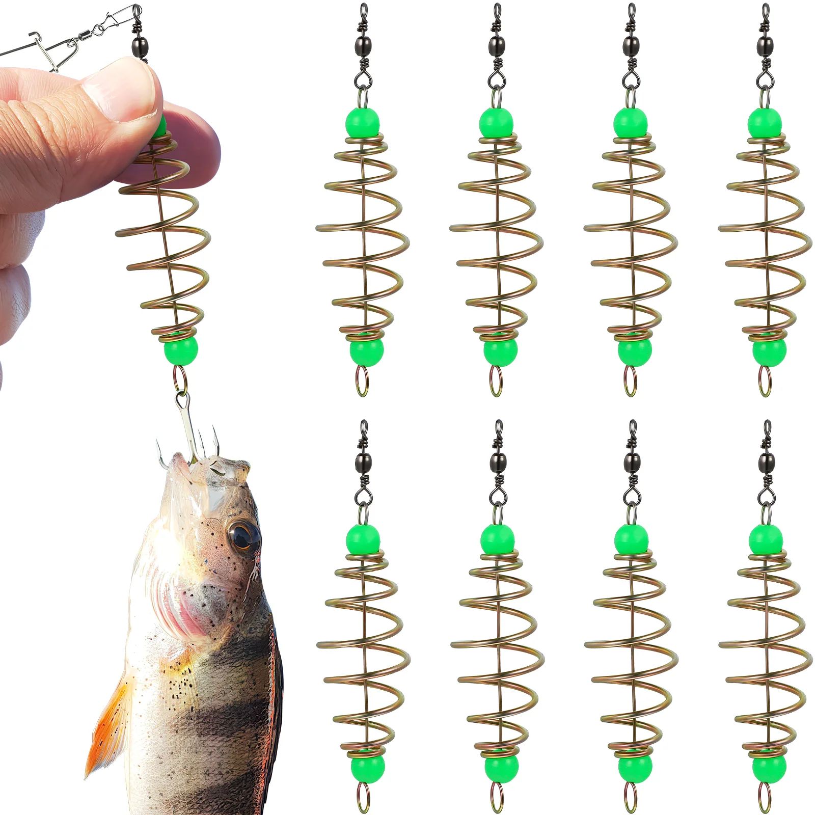 

12 Pcs Spring Bait Fishing Cage Thrower for Carp Stainless Steel Threader Equipment Tackle