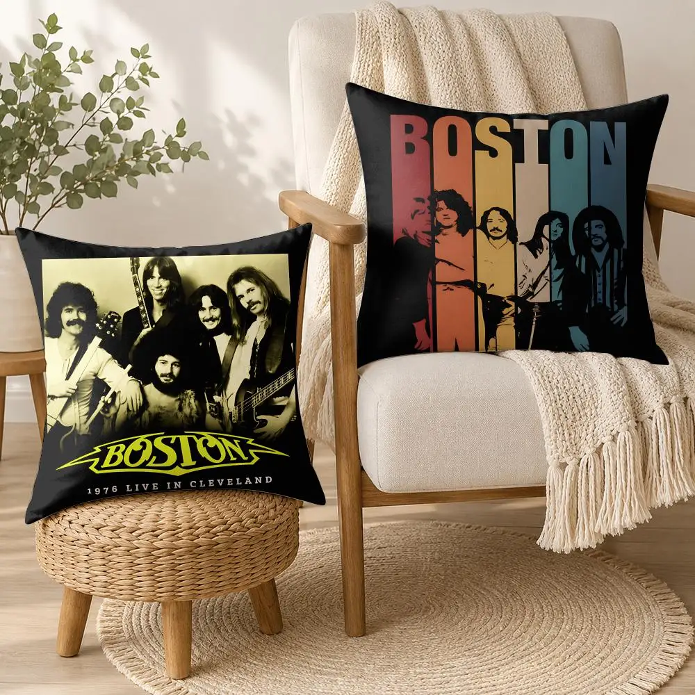 B-Boston Band Rock Cool Cushion Cover Square Decorative Throw Pillow 40x40cm For Sofa Bedroom Living Room Home Decor