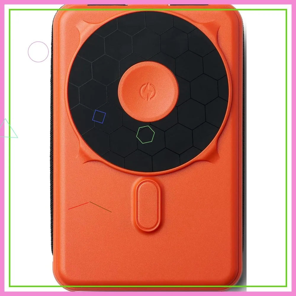 

Magnetic Power Bank Fast Charging with Built-in Cable, Wireless, 5-in-1 Portable Charger Compatible with MagSafe (Orange)