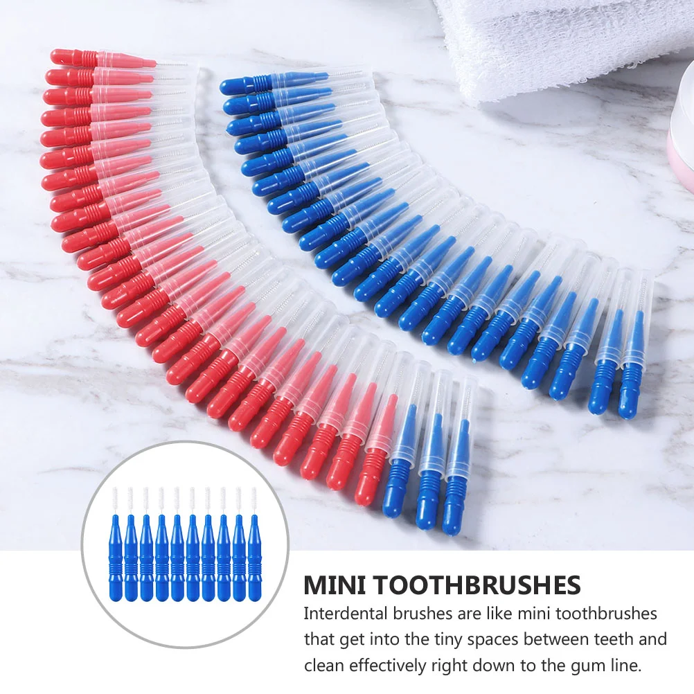 50pcs 2.5mm Interdental Palitos Entre Limpeza Floss Picks Cavidade Flosser Brushes Boca Cuidados de Limpeza Escova Ferramentas Azul