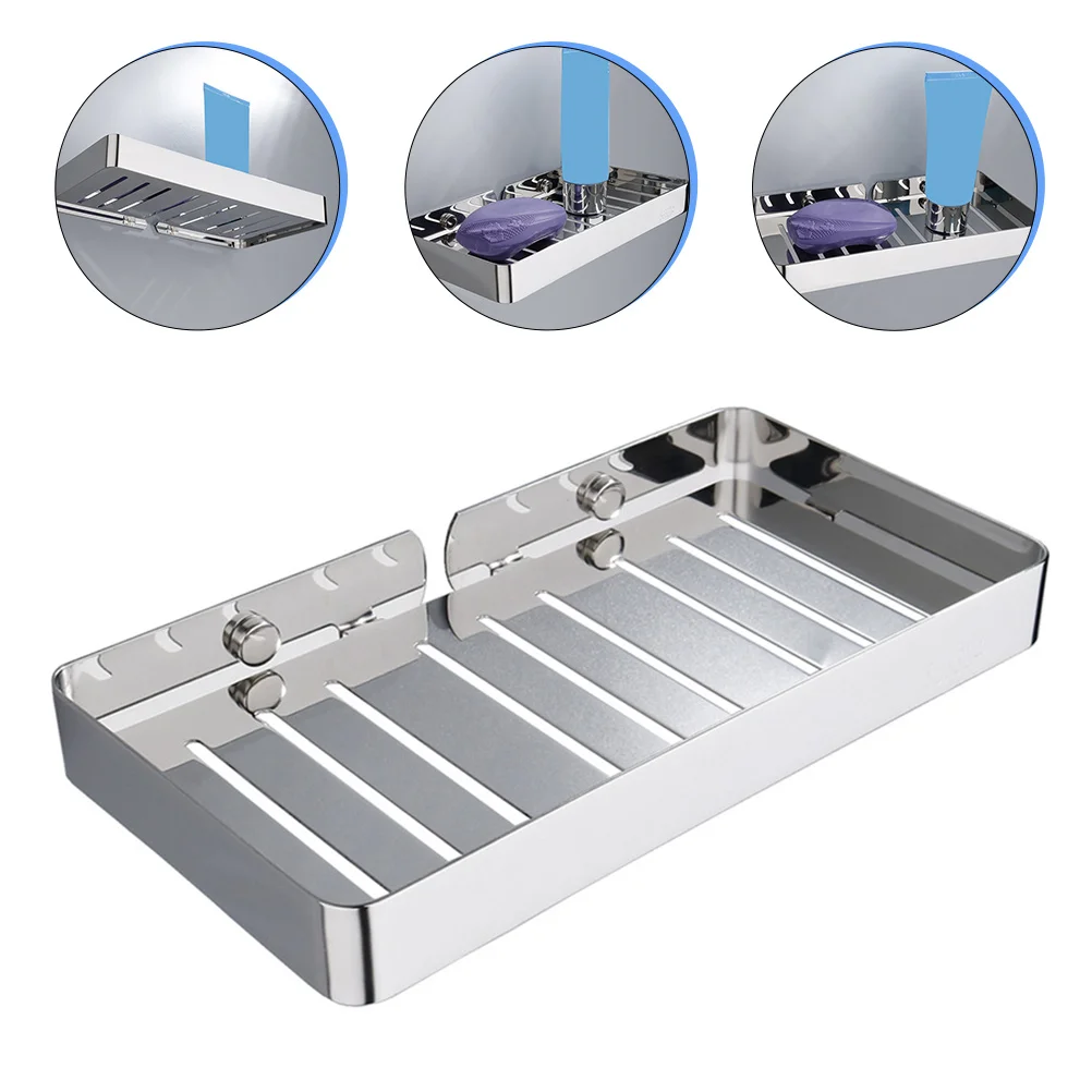 

Stainless Steel Wall Mount Holder Bathroom Bar Easy Install No Punching Drain Design Round Edge Elegant