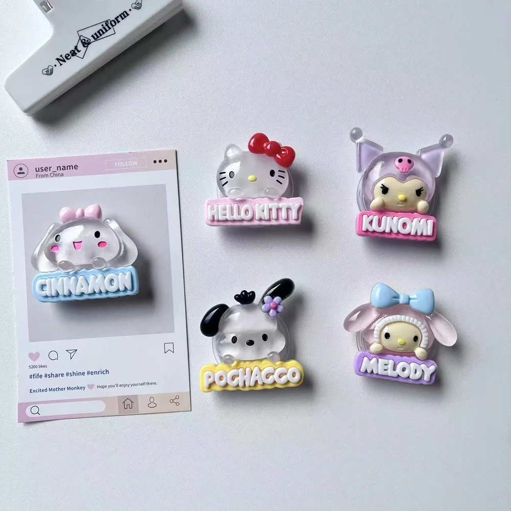 

Светящийся держатель для iPhone Sanrio Hello Kitty Kurom с кольцом-подставкой для пальца, совместимый с чехлами iPhone и Samsung, крепление-подставка Grip Tok