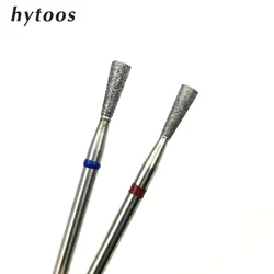 HYTOOS Inverted Cone Russian Cuticle Bit 3*8mm Diamond Nail Drill Bits Electric Manicure Drill Rotary Burr Nails Accessories