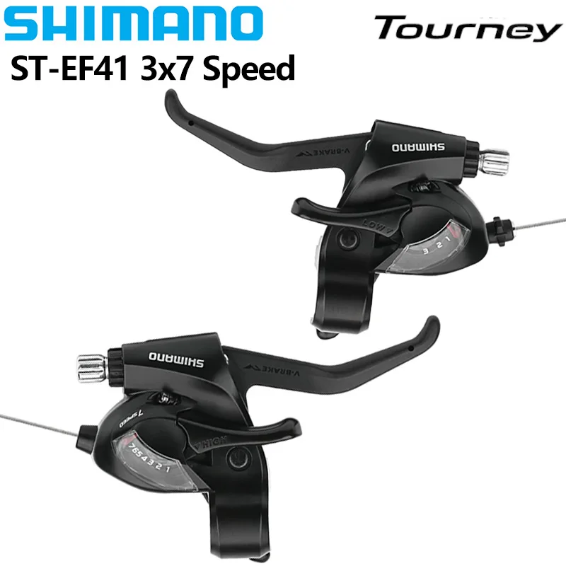 Palanca de Cambios Shimano Tourney EF41 3x7 Velocidades, 3 Velocidades, 7 Velocidades, Palanca Izquierda/Derecha para Bicicleta de Montaña MTB, Pieza de Bicicleta