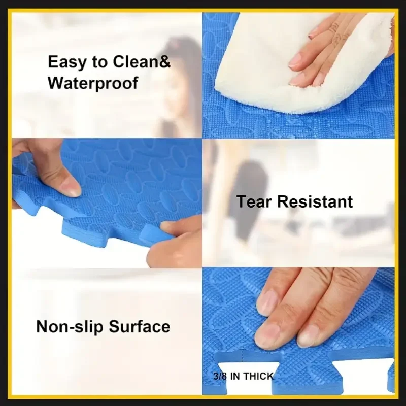 6/12 Pcs Children's Foam Flooring EVA Interlocking Non Slip Patchwork Mats Thick Solid Color Play Mats Soft Non Toxic Floor Mats view 6