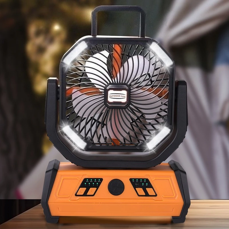 

Camping Fan 10000mAh Wireless Fan 360° Rotation with Hanging Hook for Fishing Tent Desk Rechargeable Camping Ceiling Fan