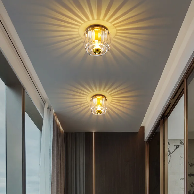 

Glass Hallway Light Modern Luxury Entrance Ceiling Lamps Gold Silver E14 LED Indoor Aisle Corridor Stair Home Glass Lamps 220V