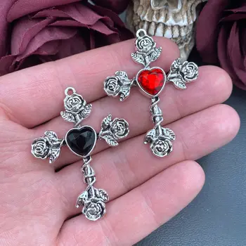 4個哥德式玫瑰十字架水晶寶石吊墜,彩色十字架吊墜,設計師款飾品,DIY飾品配件 8 最佳銷售 寶石飾品 - №3