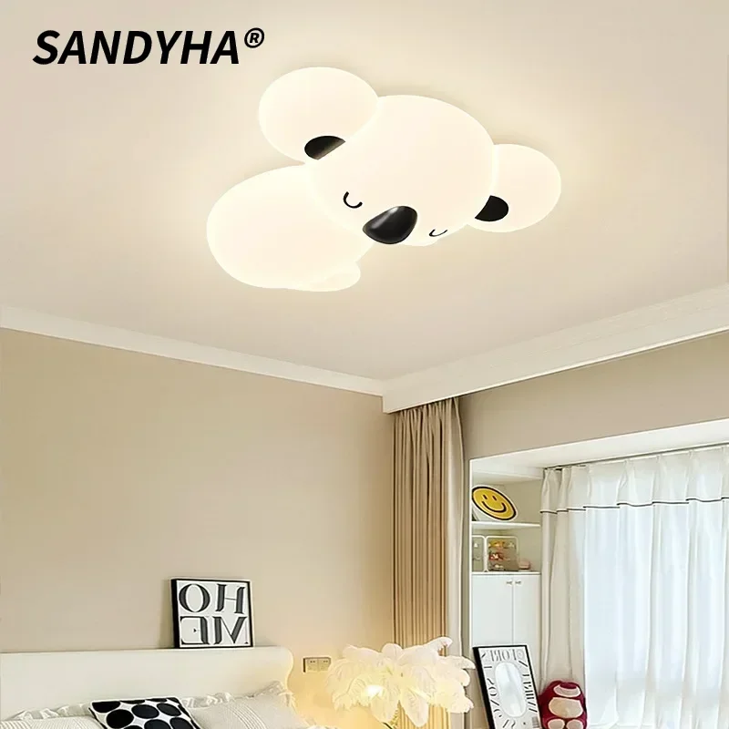 SANDYHA Children's Room Ceiling Light LED Cartoon Bear Koala Light Modern Creative Baby Room Art Decoration Bedroom Ceiling Lamp