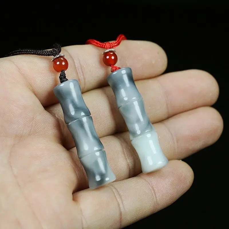 

Hotan Jade Blue and White Seed Material Rising High Bamboo Pendant Men's and Women's Jewelry Jewelry Jade Necklace