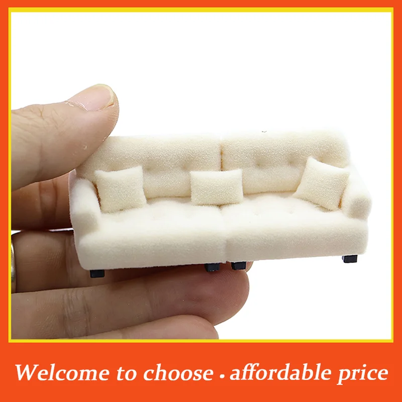 1pc new Mini Living Room Furniture Decoration Accessories Pretend Play Toys Dollhouse Simulation Flocking Sofa Model Dollhouse