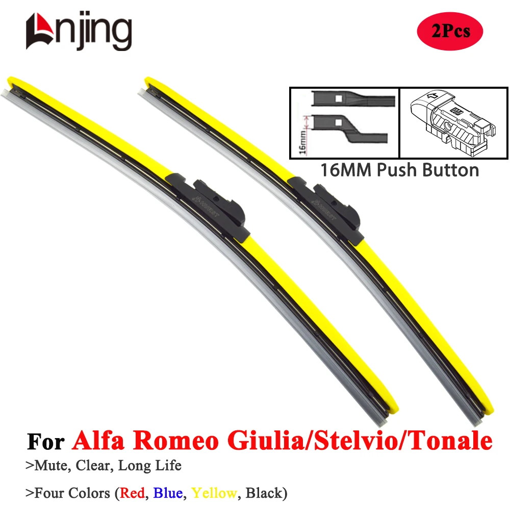 

LNJING Colorful Wiper Blades For Alfa Romeo Giulia 952 Stelvio 949 Tonale 965 2015 2018 2020 2021 2022 2023 2024 Car Accessories