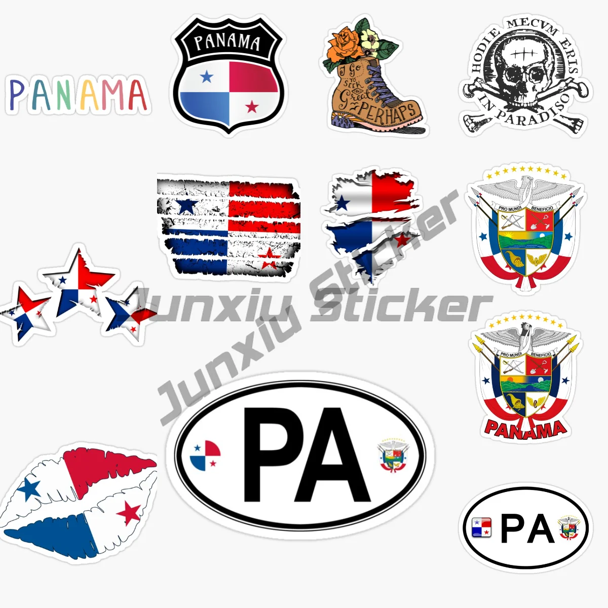 

PANAMA National Flag and Emblem Car Sticker Car Truck SUV Window Wall Cup Laptop Vinyl Self-adhesive Decor Applique