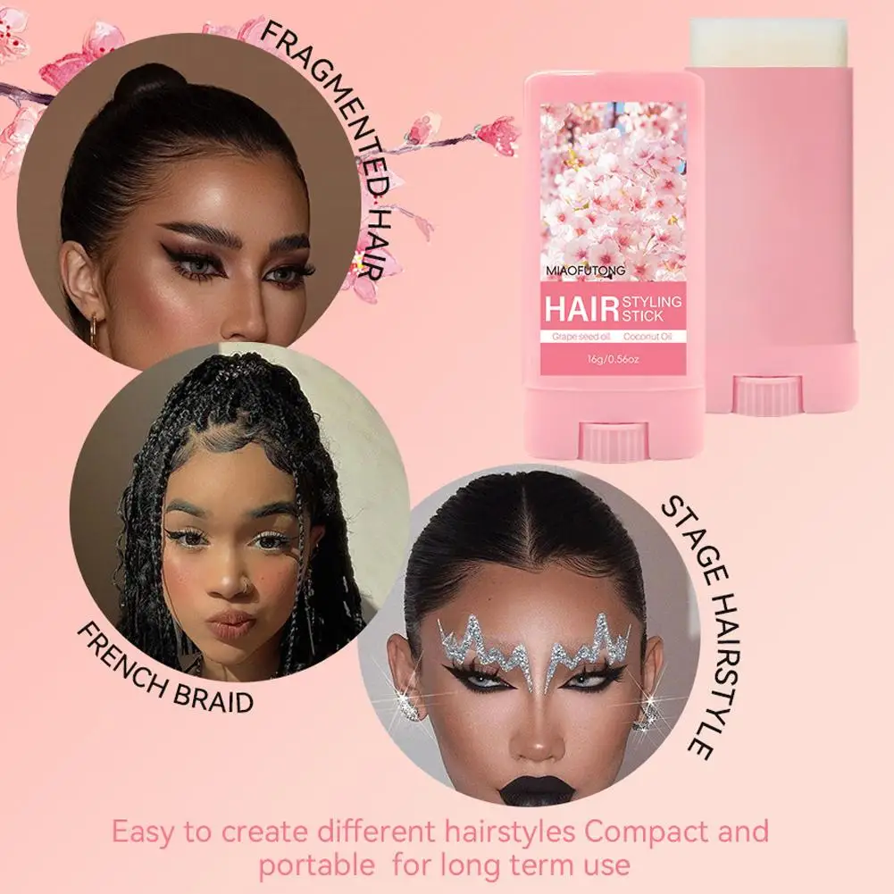 

Hair Wax Stick Blossom Hair Shattered Temple Shaping Wax Pomade greasy Stick Hair gel Styling 16g,Portable Non B5P0