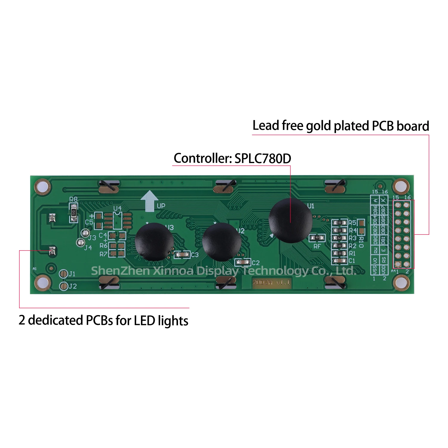 Voltage 5V 2002A 20X2 characters BTN yellow blue green font LCD module LCM2002A screen 116.0mmx37.0mm controller ST7066