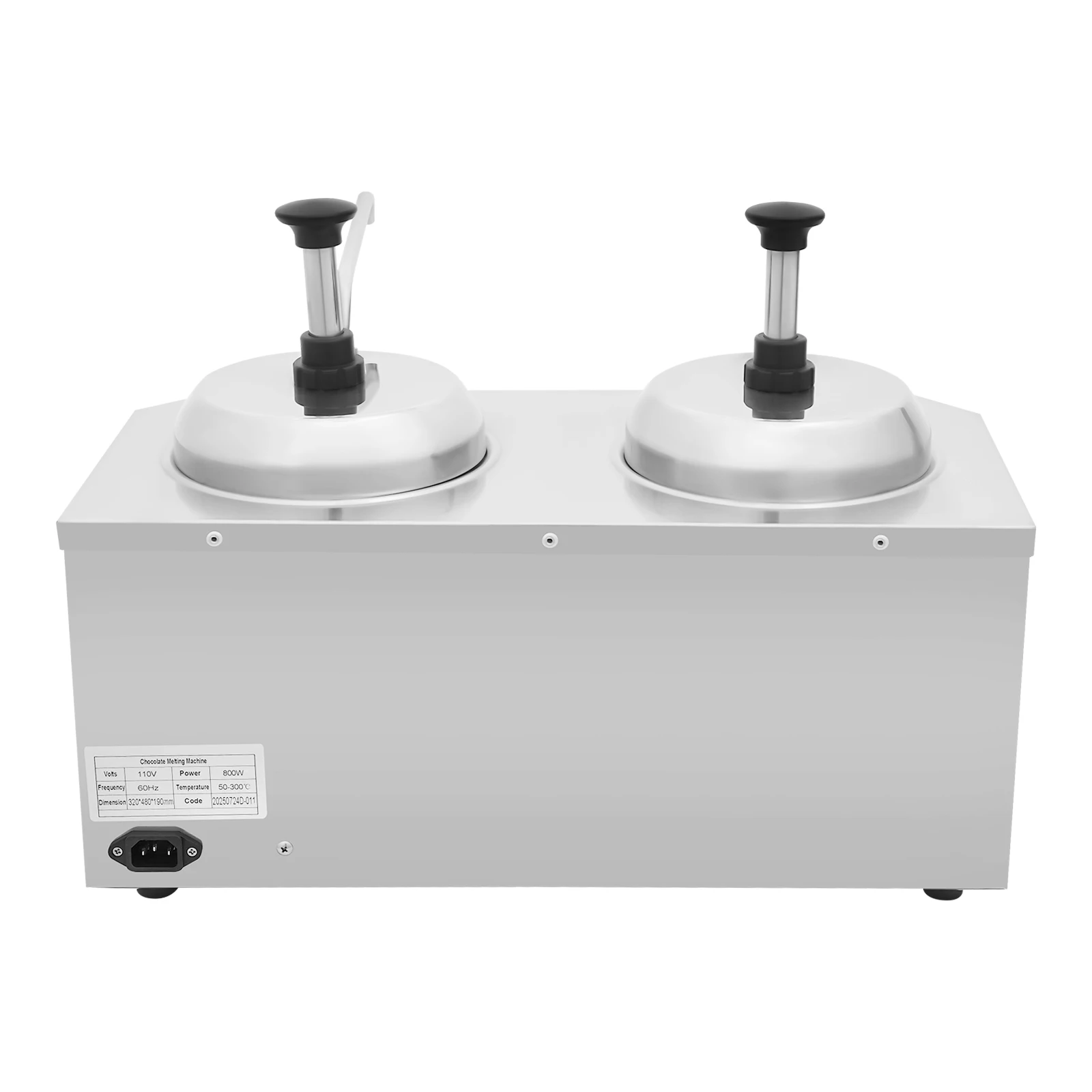 Pemanas Saus Listrik Komersial dengan 2 Wadah, Pemanas Keju dan Cabai Kepala Ganda dengan Pompa, Pemanas Cokelat Ganda 800W