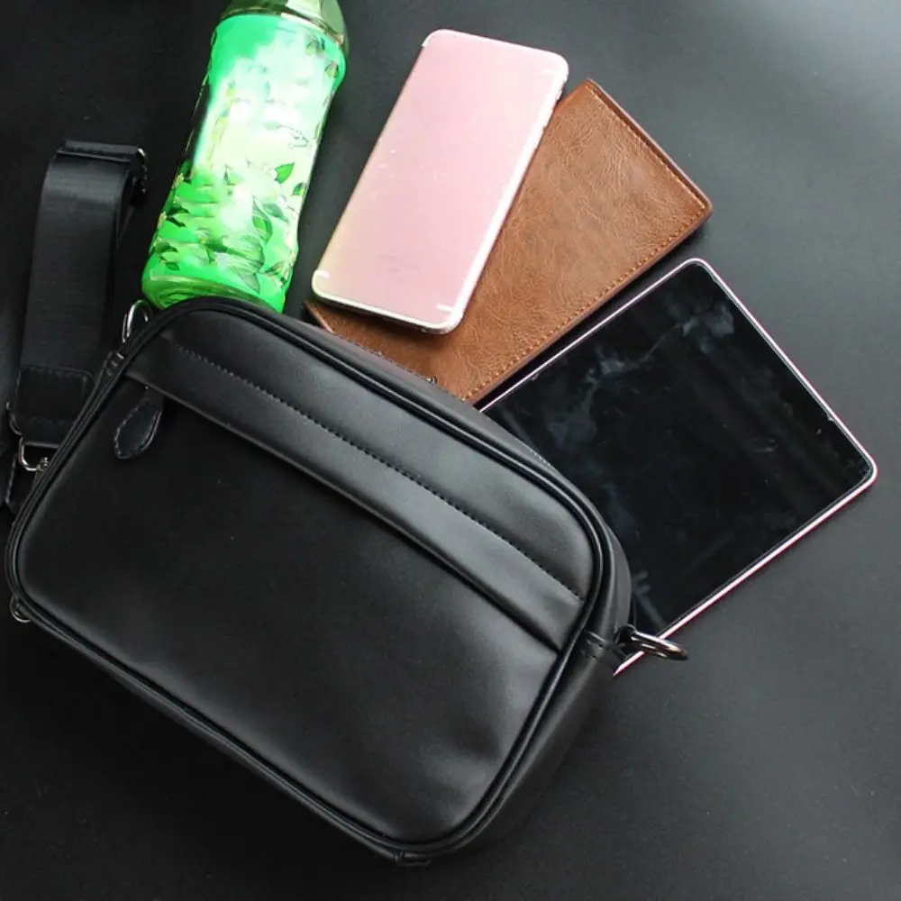 Borsa a tracolla da uomo portatile in pelle PU Borsa a tracolla multitasche casual Borsa a tracolla da lavoro impermeabile nera Shopping