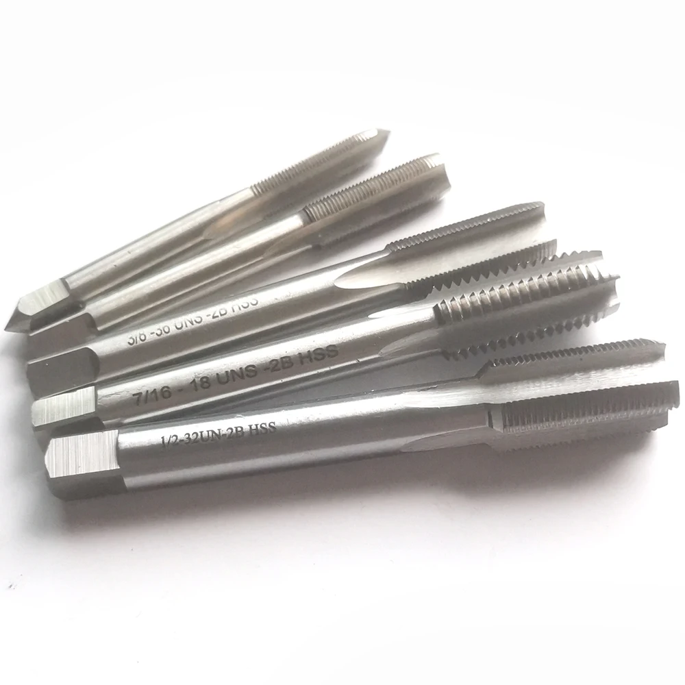 Tap Ulir Terpadu Tangan Kanan HSS Tap Flute Lurus UNC UNF UNS UNEF 1/4 5/16 7/16 3/8 1/2 2B 1/4-36 3/8-32 7/16-28 1/2-40