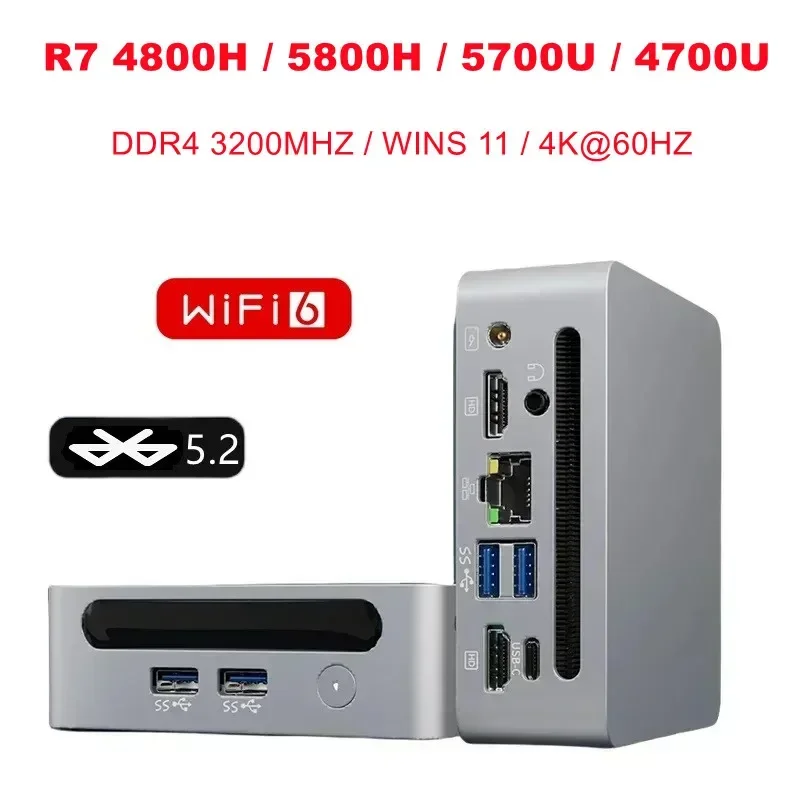 SZBOX MINI PC R7 4800H / 5800H / 4700U Windows 11 Dual DDR4 3200M M.2 2280 NVME SSD Triple-Display Desk Gaming Mini Pc