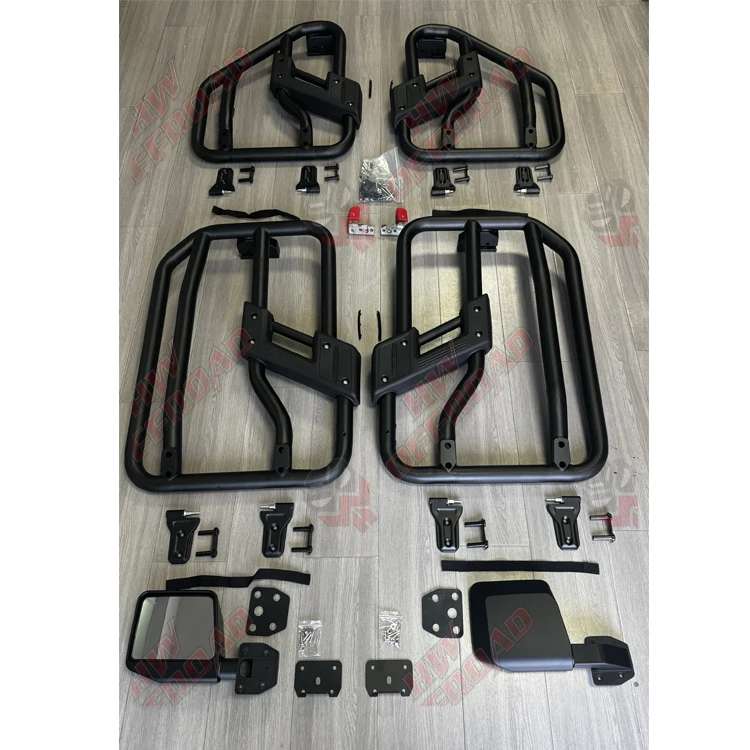 Black 4x4 Vehicle Tubular Tube Door for Jeep Wrangler JL 2018+ 4DR Wrangler JK 2007-2018 Steel Tube Pipe Door With Side Mirror