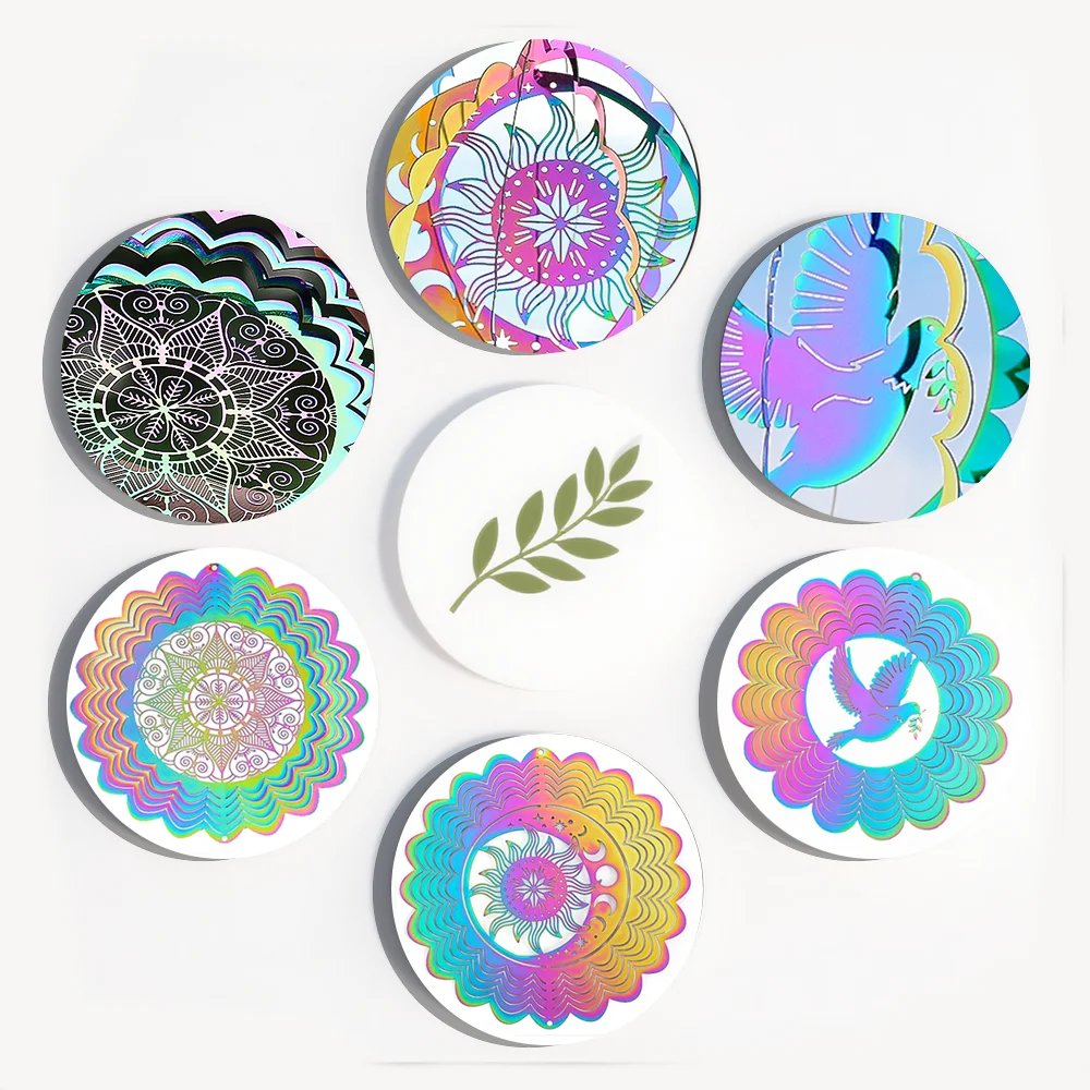 

3 шт., набор радужных спиннеров из нержавеющей стали, кинетический сад, подвесной орнамент, уличное украшение для патио, двора, сувениры для активного отдыха