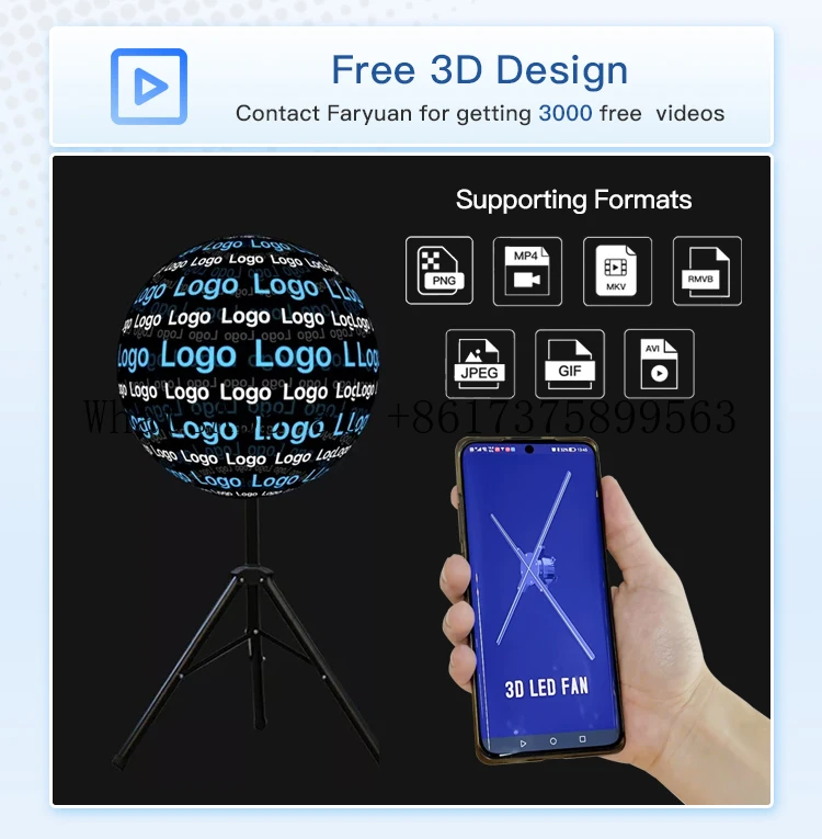 Z 5 S 100 cm LED 3 D Holographic Fan Commercial Hologram Advertising Projection Display