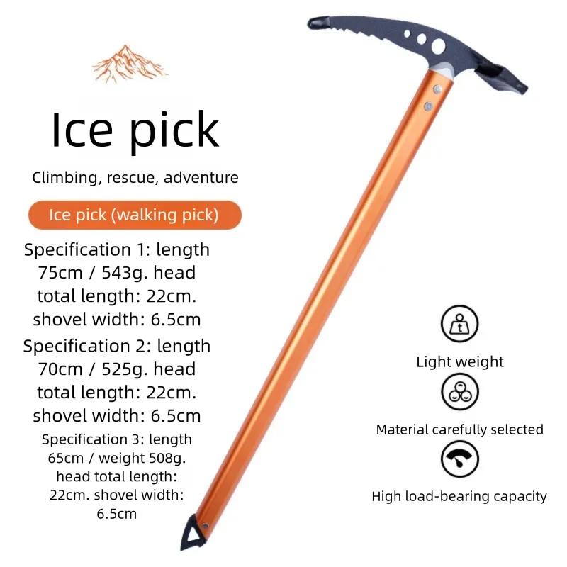 Ice Axe Climbing Equipment Aluminum Alloy Climbing Axe for Walking on Outdoor Snowy Terrain and Ice Mountain Climbing Gear