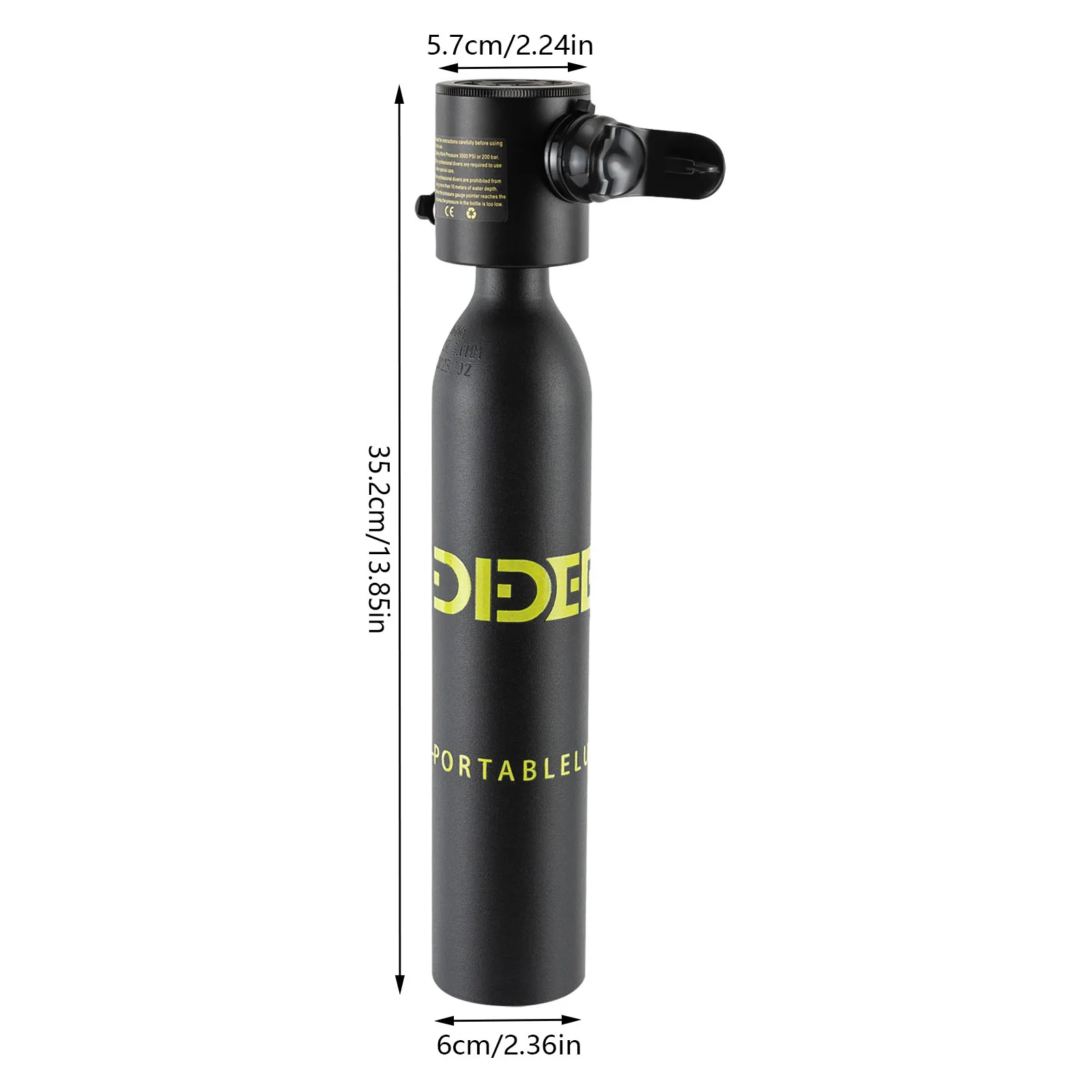 Portable 0.5L Diving Bottle with Gauge, Lightweight 2.2lbs, 5-10 Min Underwater, for Snorkeling Fishing Holiday, Backup Gas Cylinder for Divers (3000PSI/Black) view 4