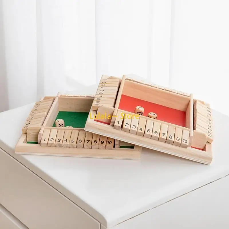 Y4QA Holzwürfelspiel „Shut The Box“ für 4 Spieler, klassisches Pub-Brettspiel in Tischversion