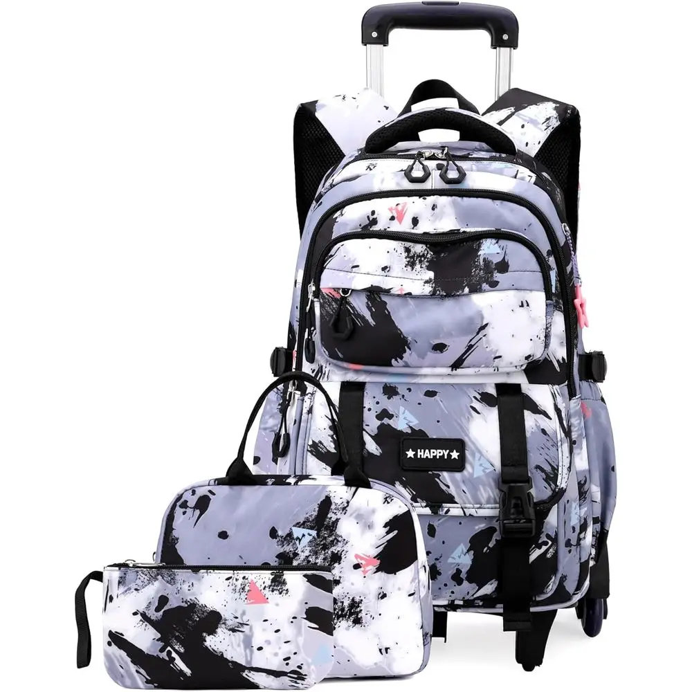 

Colorful Girls Rolling Backpack with Wheels for School Trolley Bag