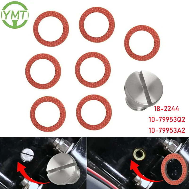 YMT 18-2244 Drain Plug Screw+Gasket Kit Fit For Mercury/Mercruiser #1/MR/R/Alpha/Alpha 1 Gen 2 Upper & Lower Units 10-79953A2