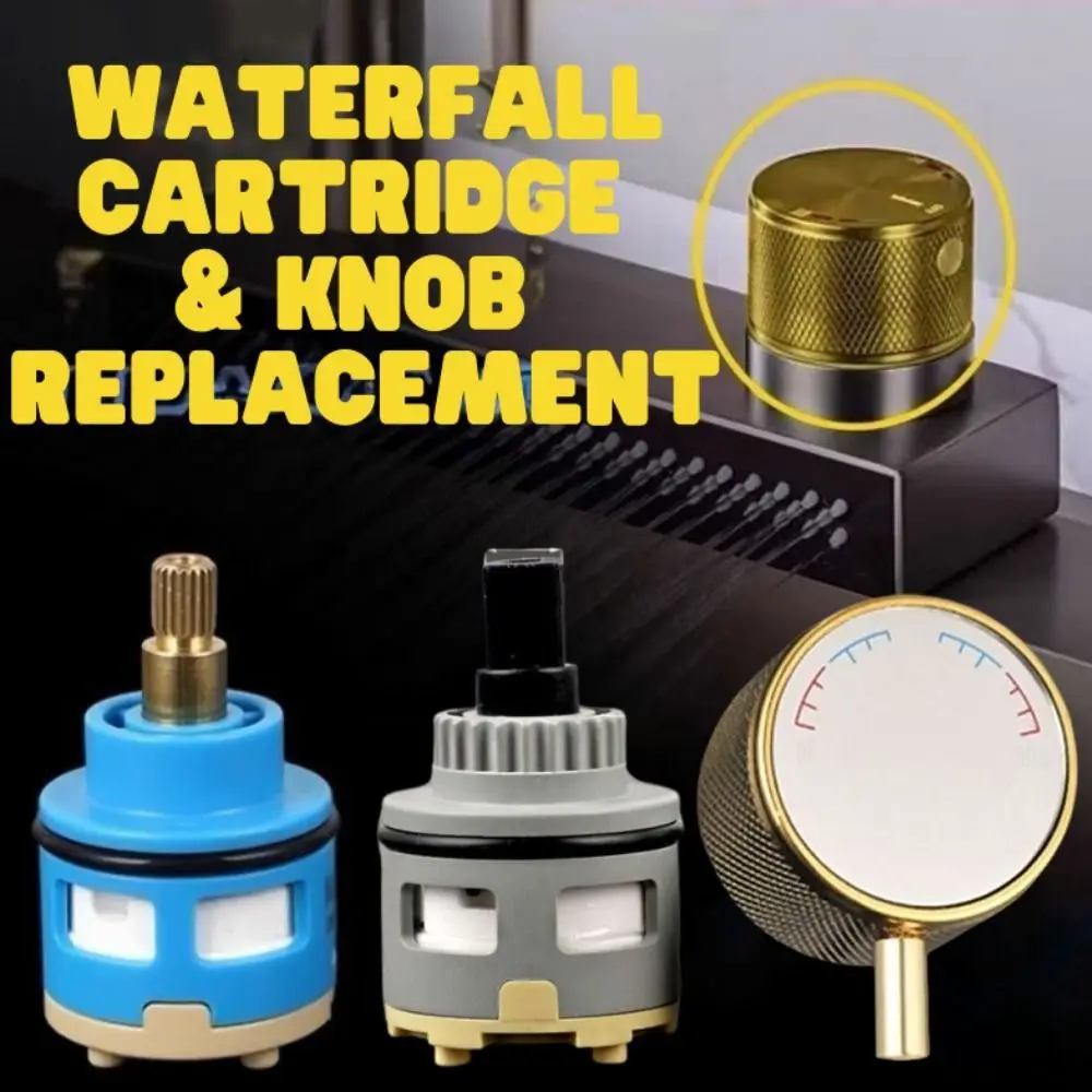 35mm Size Faucet Valve Core 2 Way Watersaving Replacement Valve Hot/Cold Water Double Output Faucet Cartridge Vegetable Basin