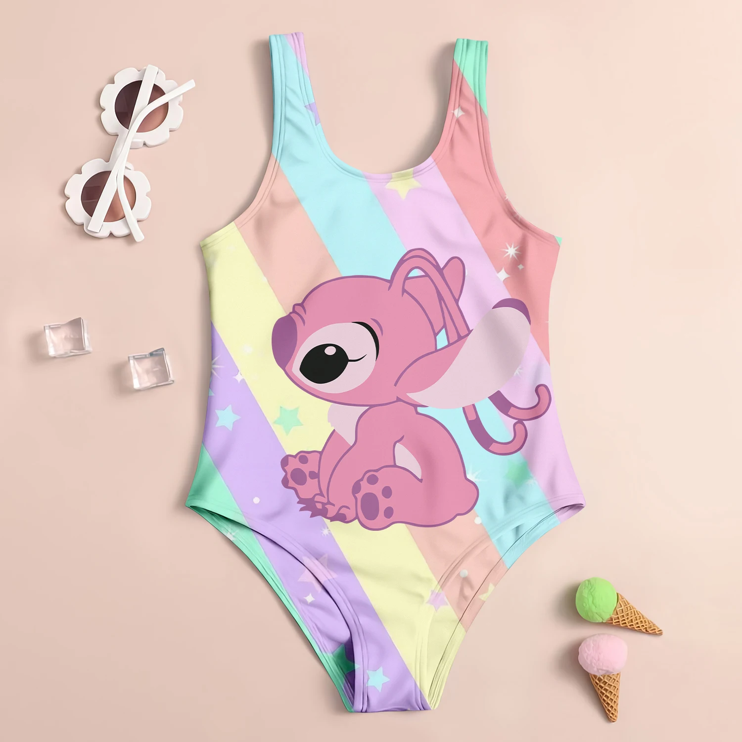 Children\'s Swimsuit Girl Swimwear 2024 Disney Stitch Swimsuit for Kids Sell Like Hot Cakes Beach 4-14 Years Old Baby Swimwears