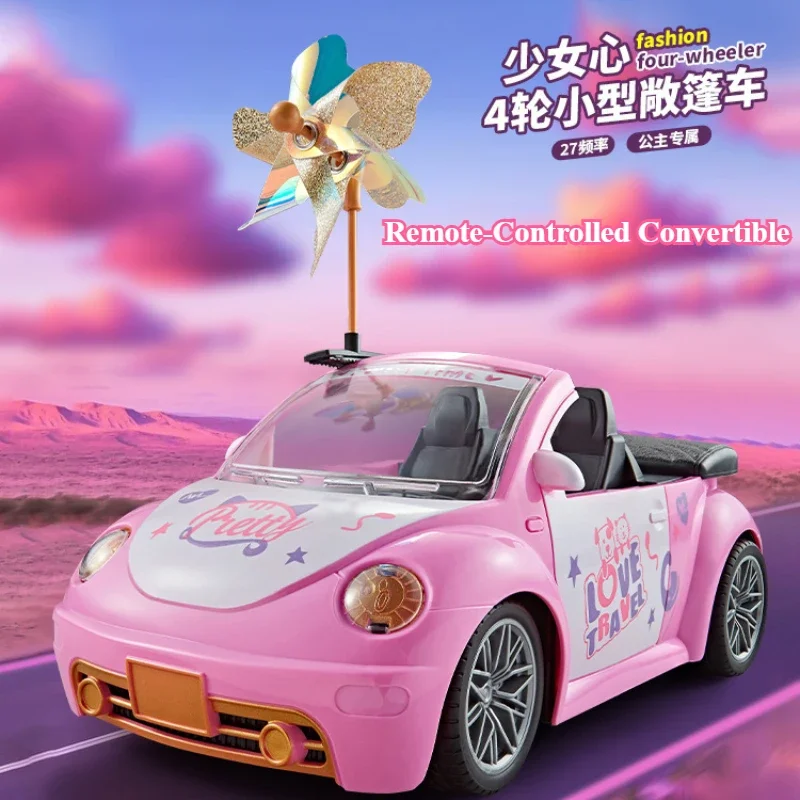 Pink 2.4G Remote Control RC Car 4WD Off-Road LED Light Toy Vehicle with Open Top Design RC Model Girls Birthday Gift