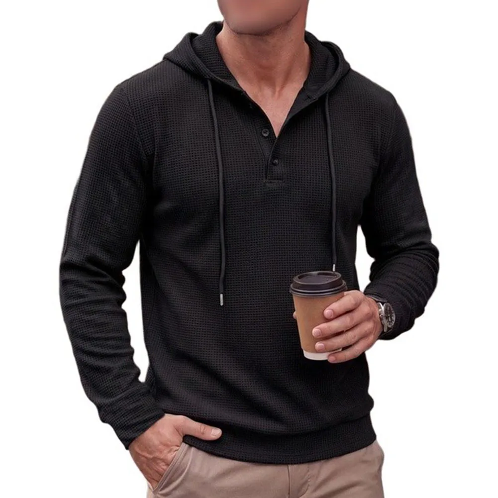 Men's Solid Color Hooded T Shirt Long Sleeve Casual Daily Wear Lightweight Polyester Spandex Blend Regular Fit