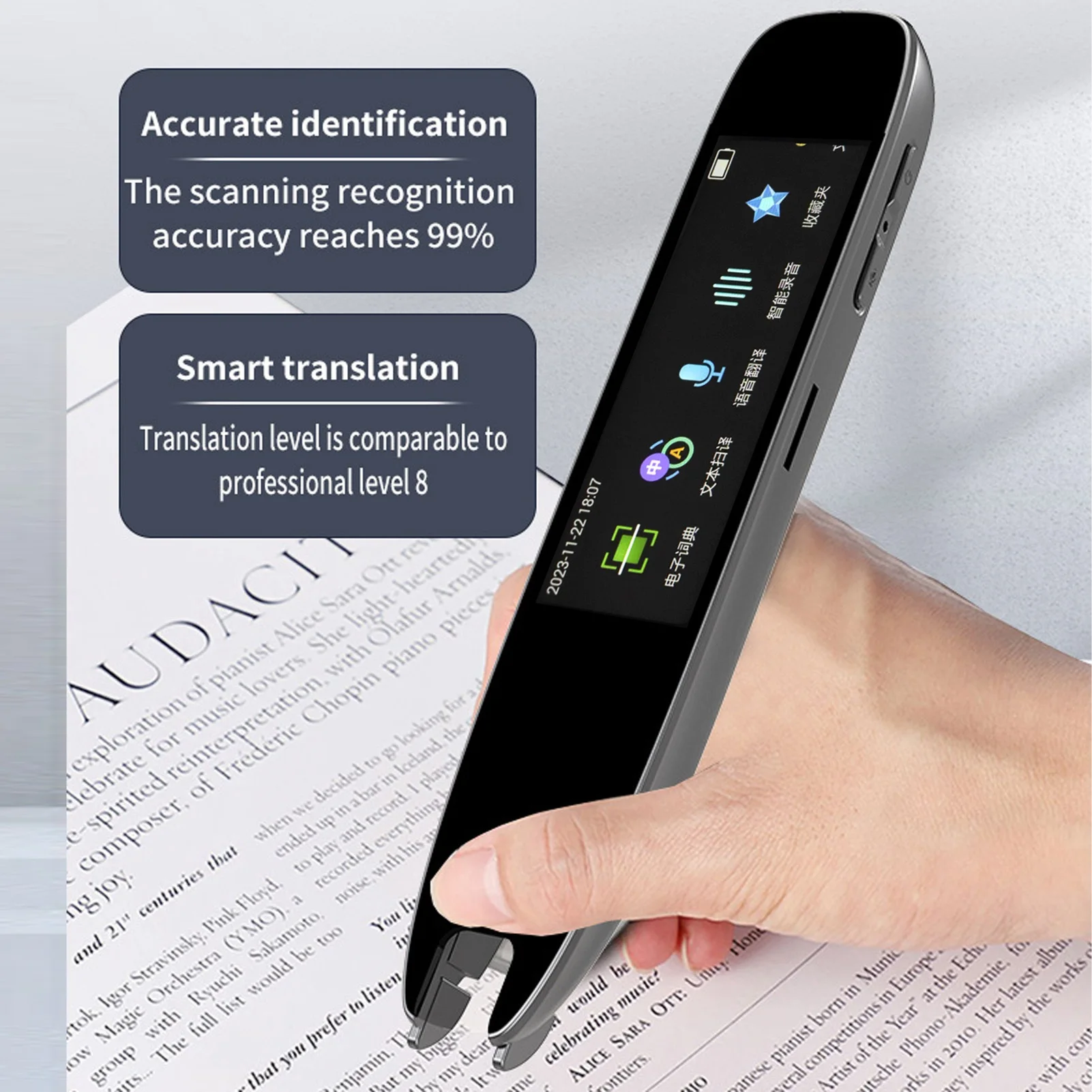 

Pen Reader Pen Scanner Scanning Translation Pen Off Line HD Eye Friendly Touchscreen Portable Pen Reader for Textbooks Newspaper