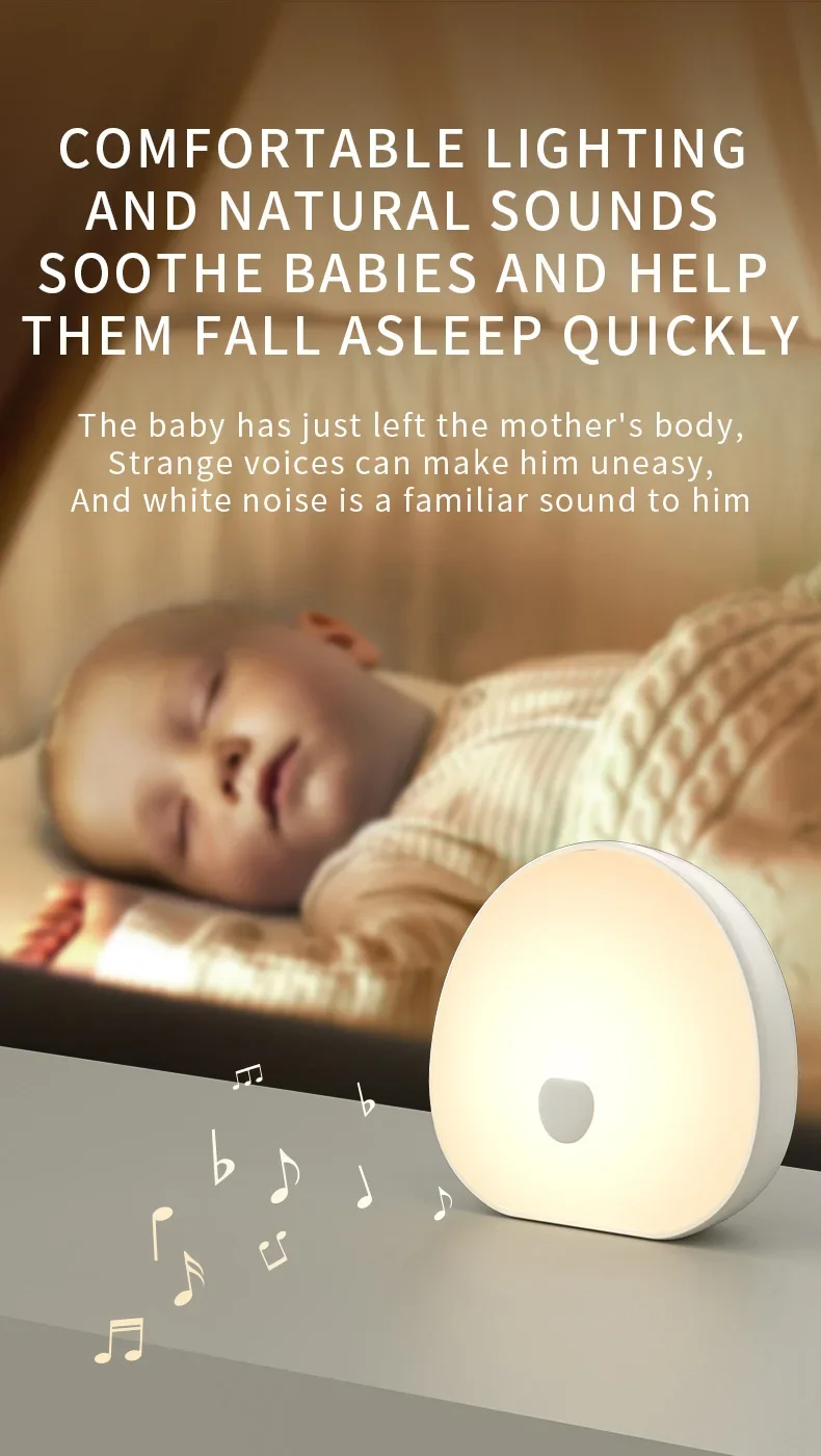 

RGB Sleep White Noise Machine with Soothing Sound Touchable Rechargeable LED Night Light Relaxing Audio & Sleep Lamp for Baby