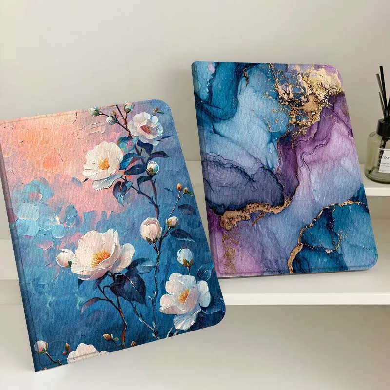 

White Camellia Floral Paint Tablet Case For Samsung Tab Galaxy S6 S11 A A7 A8 A9 A11 10.1 10.4 10.5 Plus Lite Gift