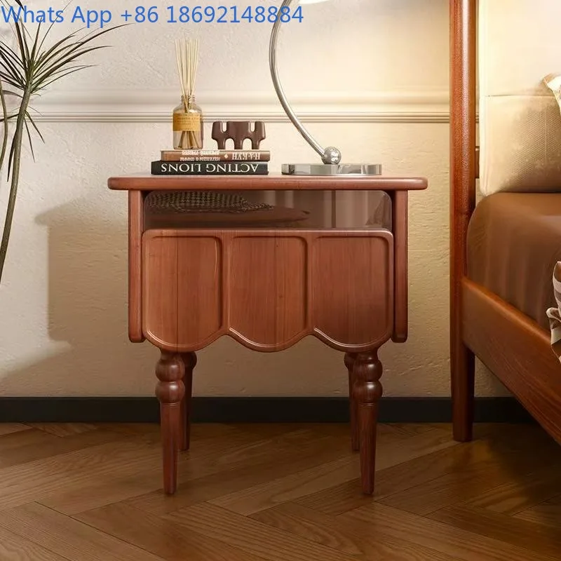 Solid Wood Bedside Table Bedroom Elevated Simple Modern Room Vertical Simple Storage Home Multifunctional Storage Cabinet