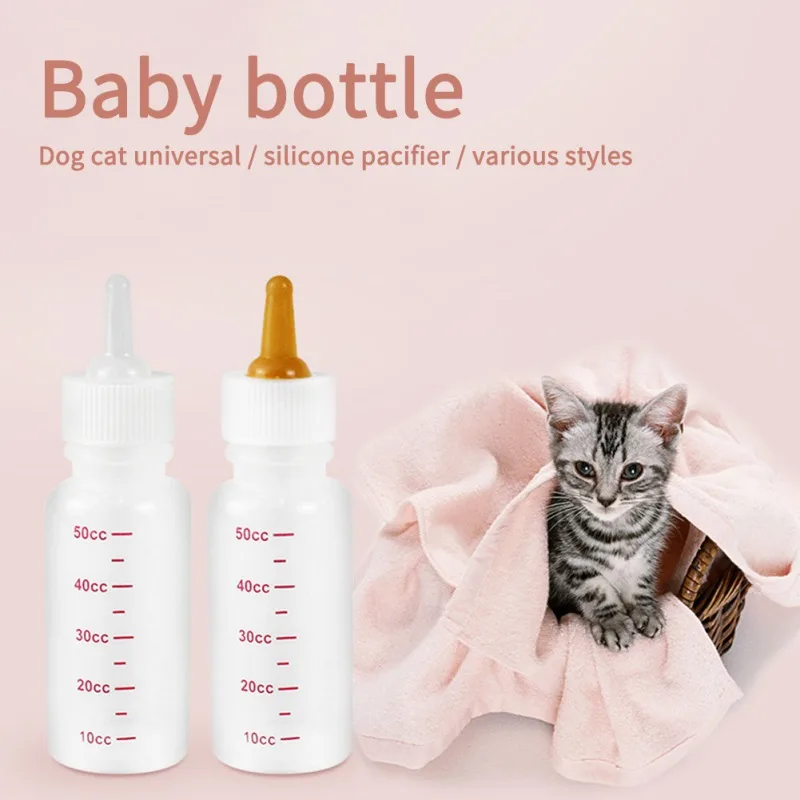 1 Set Pet Puppy Kitten Feeding Bottle/Medicine Feeder Dog Cat Baby Nursing Water Milk Feeder Cat Baby Silicone Nipple Bottle