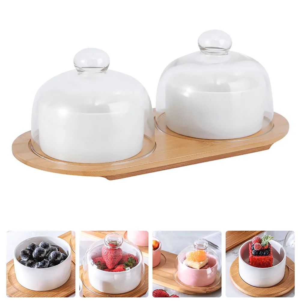 

Ceramic Salad Bowl Set White Dessert Pudding Bowl Household Kitchen Tableware Display Container for Cake Wine Tasting Party