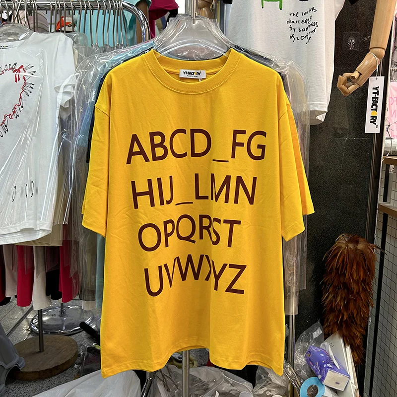 

Retro American T-irt ort Sve Women Summer European round Ne Letter Print Midi Faion Top Commute Sle Other Material