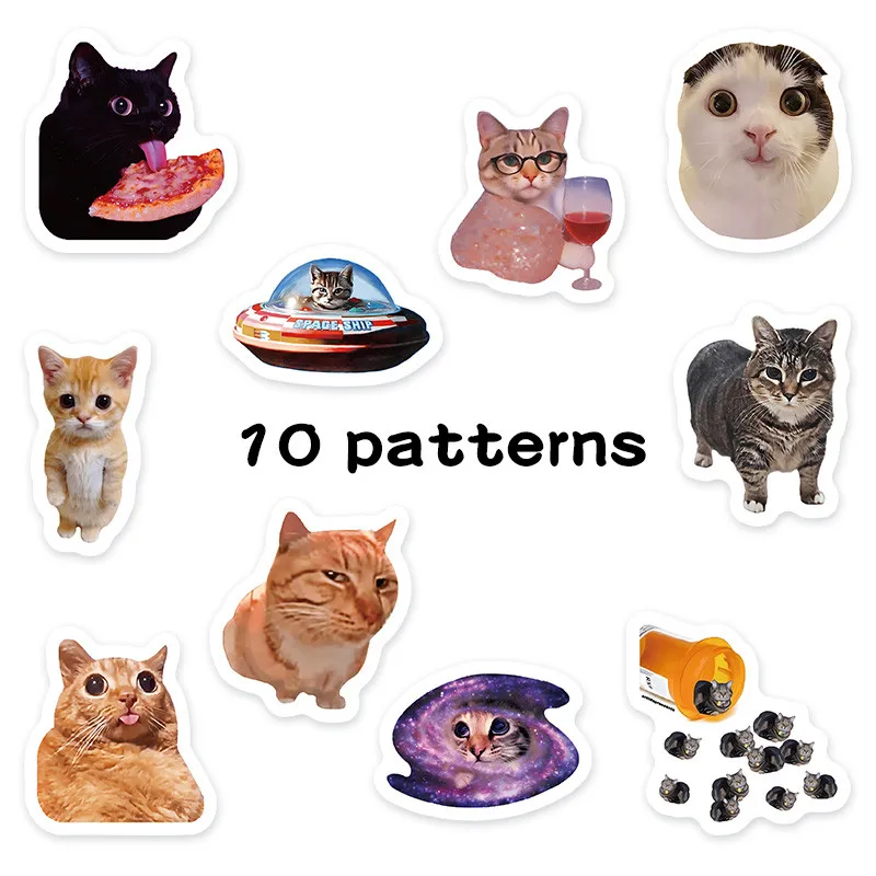 500 قطعة/لفة ملصقات نمط حياة القط الملتوية - ديكور مشهد لعوب للأمتعة والعناصر اليومية LanLanStickersWorld Store